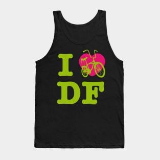 I Love Cycling DF Green Pink / Yo Amo andar en Bicicleta en el DF / Chilango Pride / Orgullo Chilango Graphic Tank Top